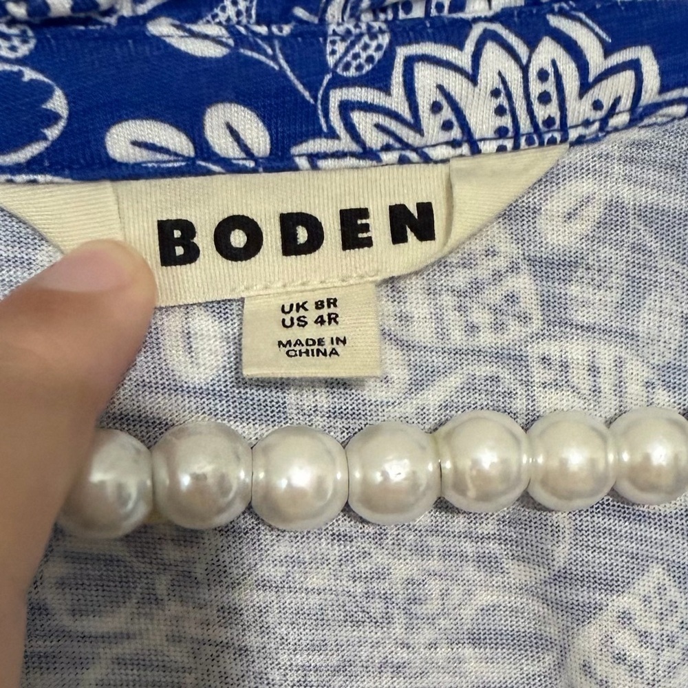 Boden Daisy Jersey Short Tiered Blue Dress SIZE 4 - Picture 4 of 6
